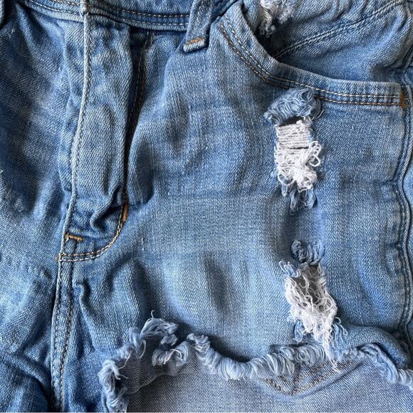 Hollister Short-Short High Rise distressed Blue Denim Shorts size 3 - Picture 3 of 7